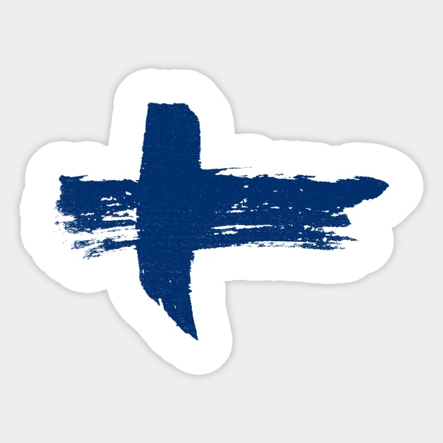 Finland Flag - Scandinavian Cross - Pencil Strokes Sticker by Nikokosmos